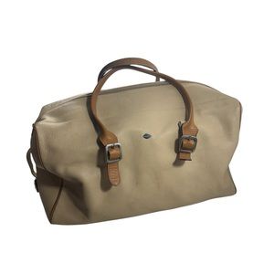 I Santi, vintage, genuine tan brown leather carry on luggage.